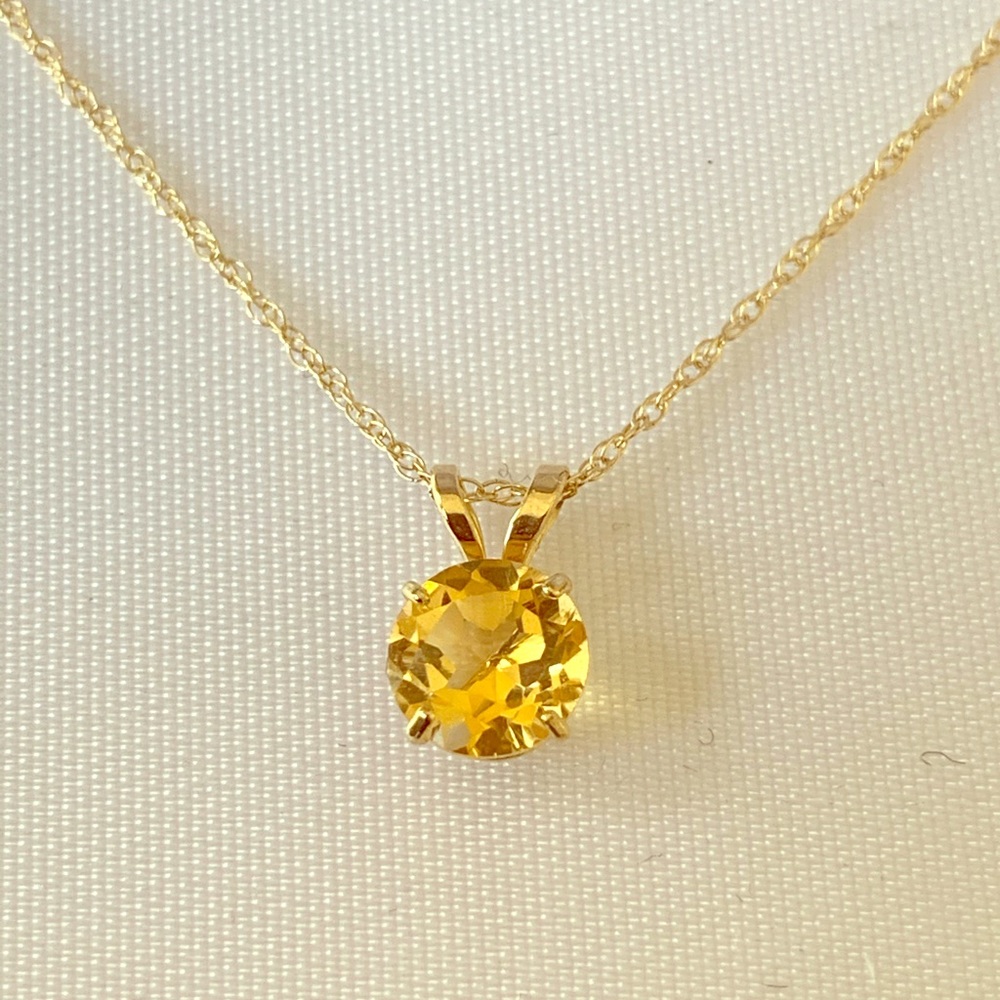 10k solid gold necklace and citron stone